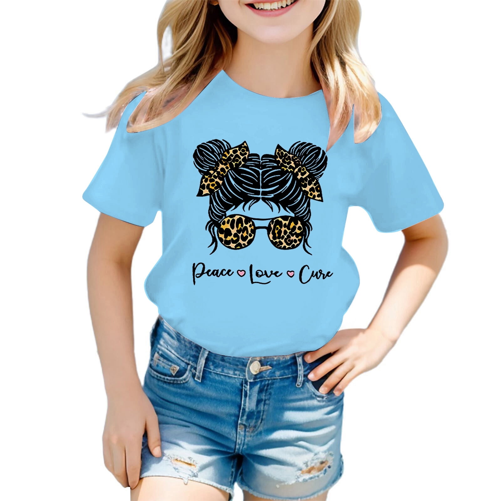 TZEWGL Hauts pour Enfant Impression Graphique Col Rond Manches Courtes Vêtements pour Bébés Taille 9-10T