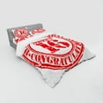thumbnail image 3 of Ambesonne Vintage Bedding Set 3 Pcs, Rubber Stamp Greeting, Twin, Vermilion White, 3 of 3