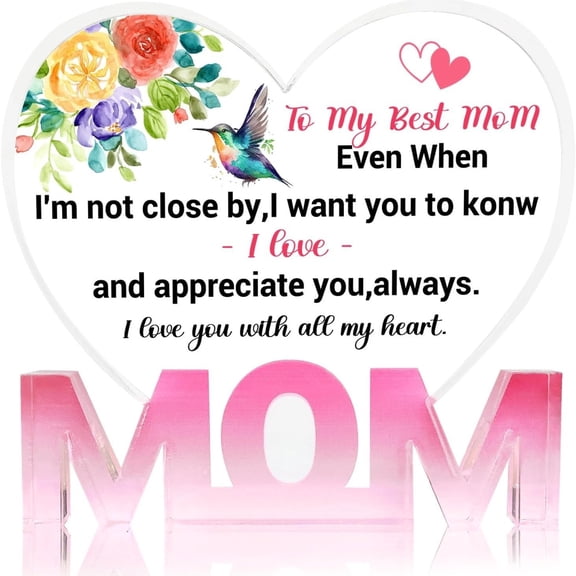 Gifts For Mom From Daughter Son Mother's Day Birthday Gifts For Best Mom Ever Ideas Gift 3.9x3.9 In Acrylic Plaque Desk Decorations Anniversary Valentine's Thanksgiving Day Decor