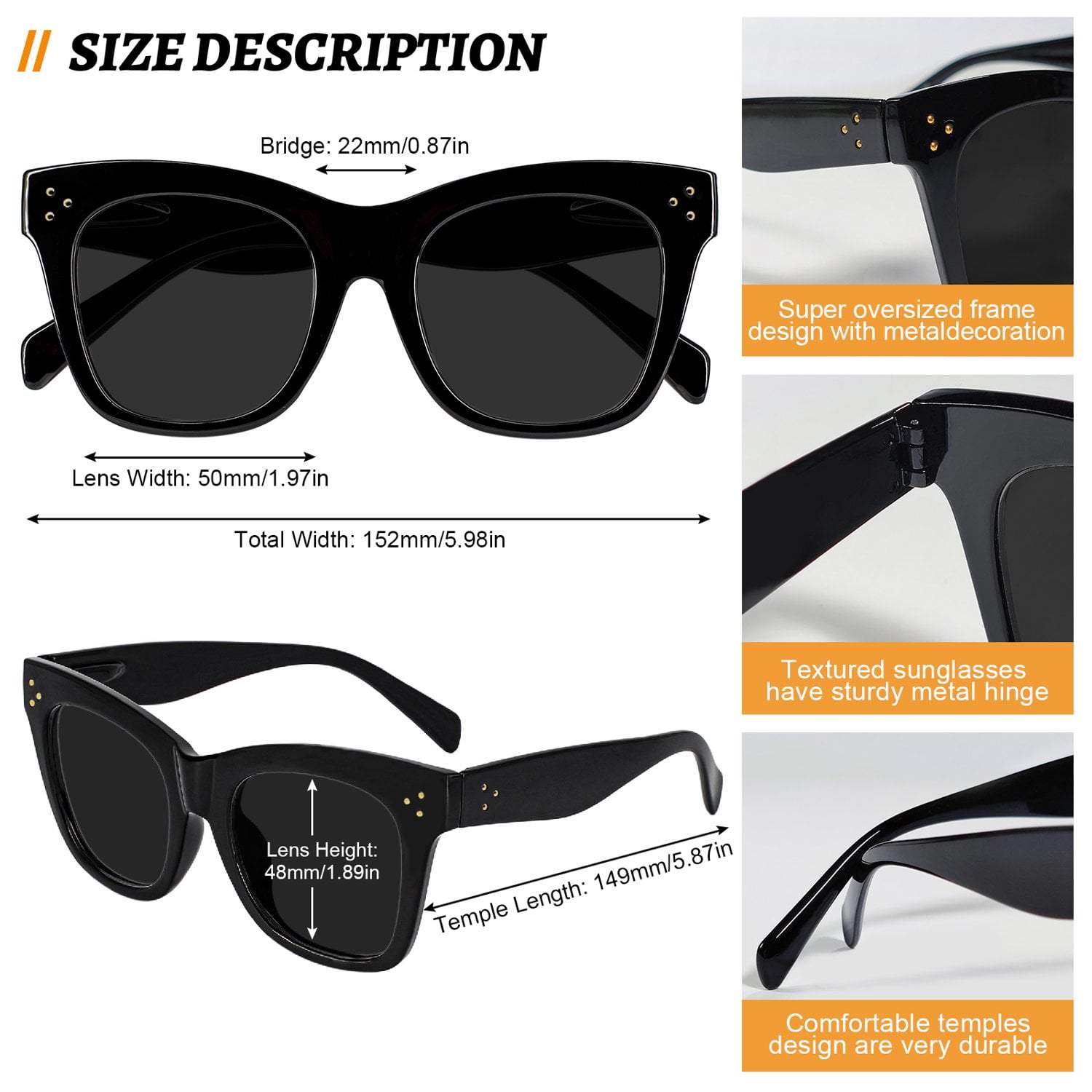 WEMOOTANTS Oversized Reading Sunglasses 2.5 for Women Black Full Sun Readers 1.00 1.25 1.50 1.75 2.00 2.25 2.50 2.75 3.00 3.50 4.00