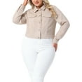 thumbnail image 5 of Agnes Orinda Women's Plus Size Vintage Jacket Moto Biker Classic Jacket Shackets Croped Faux Leather Jackets 2X Apricot, 5 of 5