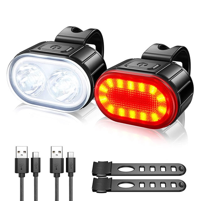 Riwcyla USB Rechargeable Bike Headlight Rear Set IPX4 Bright Safety Cycling Front and Taillight