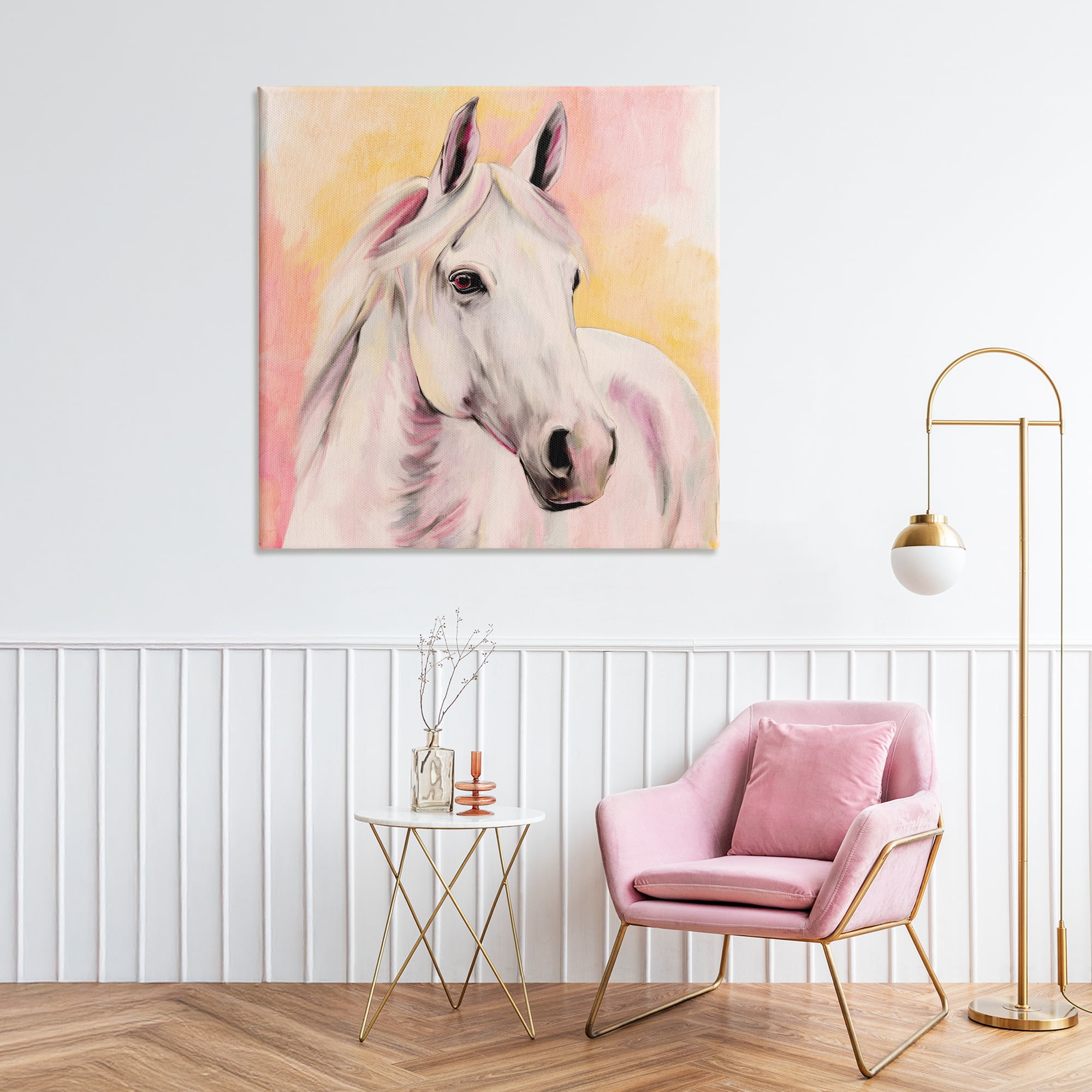 Sunset White Horse Canvas Wall Art, design by Kim Allen