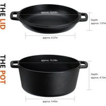 2 in 1 Pre Seasoned Dutch Oven with Skillet Lid for Induction, Electric, Grill, Stovetop, BBQ, Camping (5 Quart)