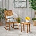 thumbnail image 2 of Tobey Outdoor Acacia Wood Rocking Chair and Side Table Set, Teak, 2 of 15