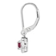 thumbnail image 3 of Sterling Silver Rh Plated Diamond And Lab Created Ruby Leverback Earrings (26 X 7) Made In India qbe11jul, 3 of 4