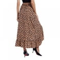 thumbnail image 4 of Women's Floral Printing Long Skirts High Waisted Ruffle Hem Split Wrap Skirt Office Lady Casual Maxi Skirt, Khaki S-2XL, 4 of 9