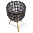 thumbnail image 2 of Casafield Floor Planter with Wood Legs in Black, Planter Basket with Stand, Large Plant Pot Cover with Liner, 2 of 7