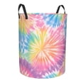 thumbnail image 2 of Circular Hamper Single Layer Laundry Basket Storage Basket Waterproof Single Layer Fabric With Handle Pe Support Strip Tie-Dye Pattern Rainbow Colors Tie-Dye Background_2 Medium, 2 of 8