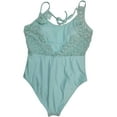 thumbnail image 2 of Womens Aquamarine Blue Lace Floral Flower Shoulder One Piece Swimming Suit XL, 2 of 2