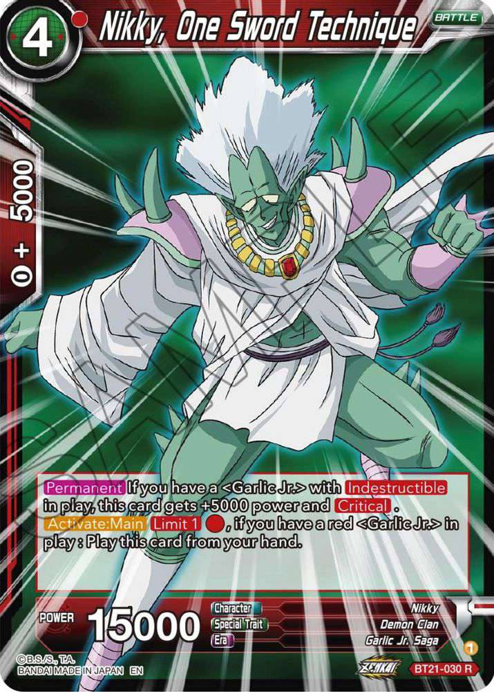 Dragon Ball Super Wild Resurgence Rare Nikky, One Sword Technique BT21-030