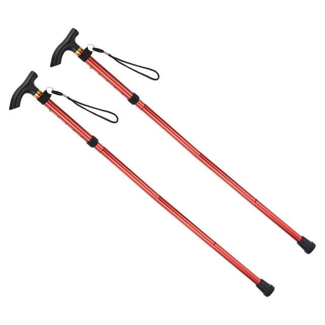 Unique Bargains Mâtx de Randonnée Pliables, Mât de Randonnée Télescopique en Alliage d'Aluminium Rouge, Lot de 2. Ces Mâtx de Randonnée Légers en Alliage d'Aluminium Offrent une Finition Rouge et un design Pliant à 4 Sections, Ajustables de 33 à 37 Pouces. Chaque Mât Pèse 0,52 Lb et Se Replie jusqu'à 10,6 Pouces pour un Rangement Facile. Comprend des Poignées Ergonomiques, des Dragonnes et des Embouts en Caoutchouc pour la Stabilité Lors de la Randonnée, du backpacking Ou du camping.