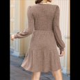 thumbnail image 4 of Vestido Estilo Babydoll Informal de Otoño con Cuello Cuadrado y Larga para Mujer Caqui M, 4 of 8