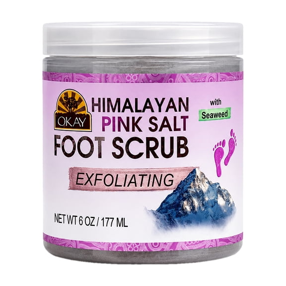 Okay Pure Naturals Himalayan Pink Salt & Seaweed Foot Scrub, Exfoliating, 6 oz