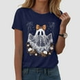 thumbnail image 3 of Halloween Shirts for Women T-Shirts for Women Casual Graphic Tee with Round Neck and Distinct Pattern Seasonal Summer Out for Jeans Blue XL, 3 of 5