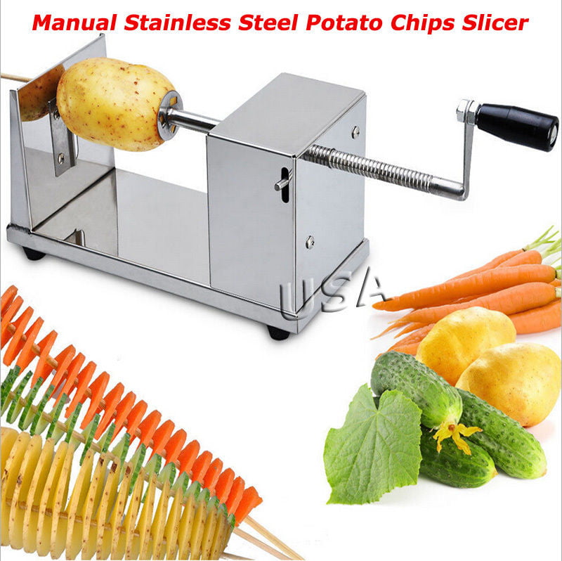 Manual Stainless Steel Potato Tower Chips Slicer Spiral Machine French Fry NEW