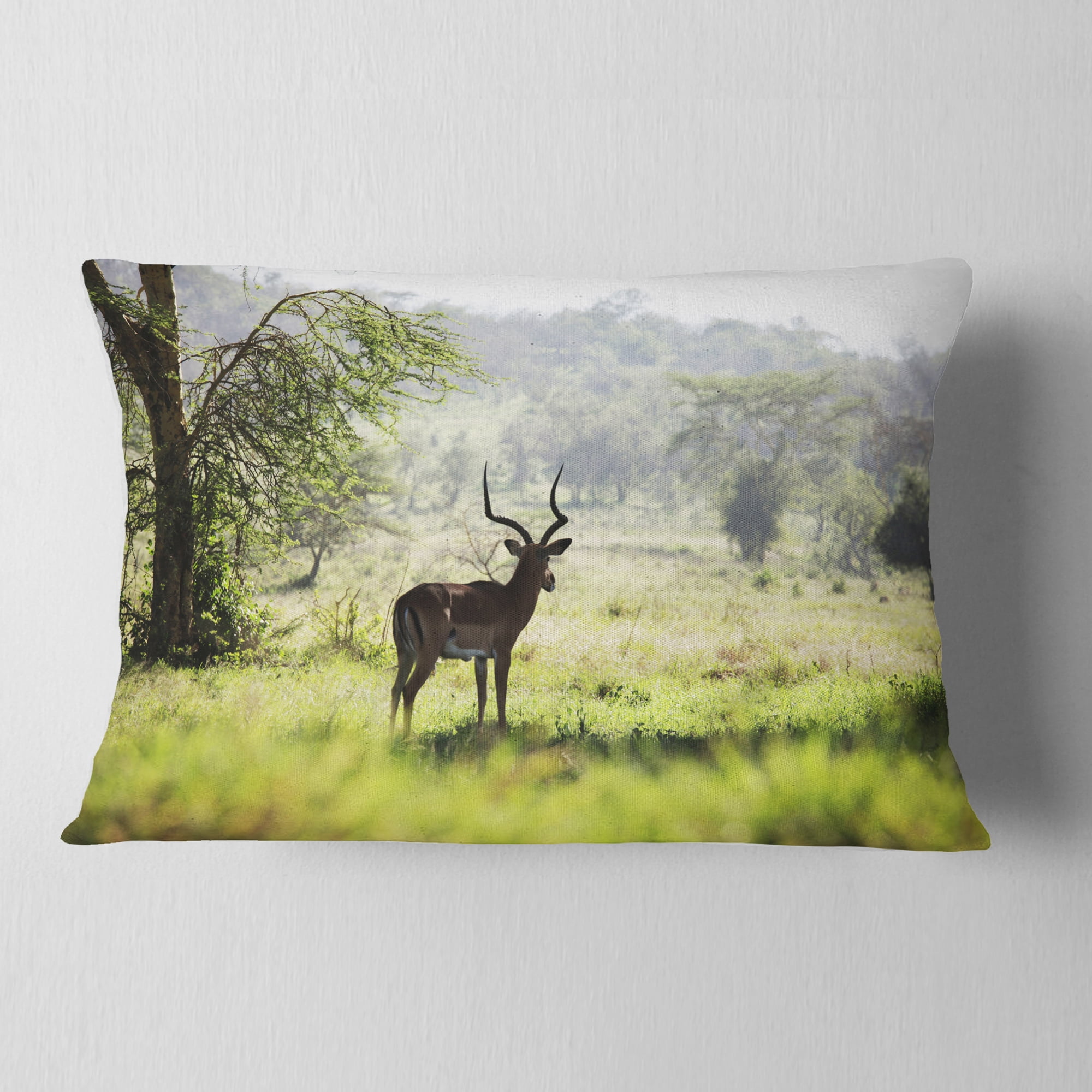 Designart 12" x 20" Green Polyester Throw Pillow