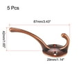 thumbnail image 2 of Unique Bargains Dual Prong Coat Hooks Wall Mounted Retro Double Hooks Utility Bronze Hook for Coat Towel Hat 87mm x 29mm x 42mm 5Pcs, 2 of 4