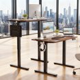 thumbnail image 2 of MAYEERTY 40*24" Rustic Brown Electric Standing Home Office Desk with Splice Board, Adjustable Height Sit-Stand Desk, 2 of 5