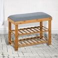 thumbnail image 5 of SESSLIFE Bamboo Shoe Rack Bench, 3-Tier Shoe Rack Organizer with Cushion Seat, Entryway Storage Bench for Hallway Bedroom Living Room, 23.62 x 11.4 x 19.88 inch (Natural), X04, 5 of 12
