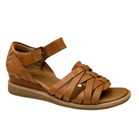 Comfortiva Marina Womens Leather Wedge Sandal Size 8.5 Wide Brown Open Toe Shoes