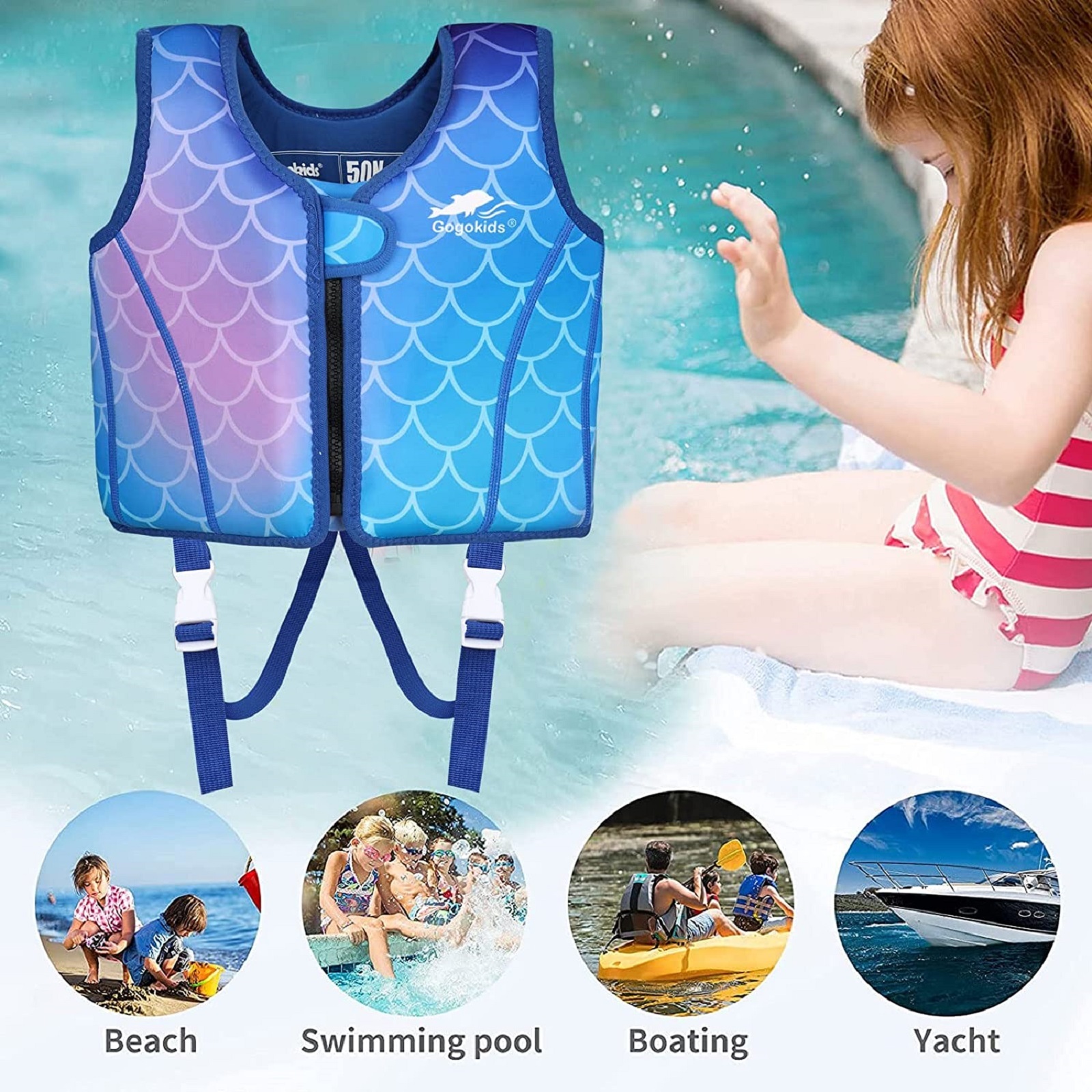 Gogokids Kids Swim Vest,Toddler Flotation Life Jacket Boys Girls ...