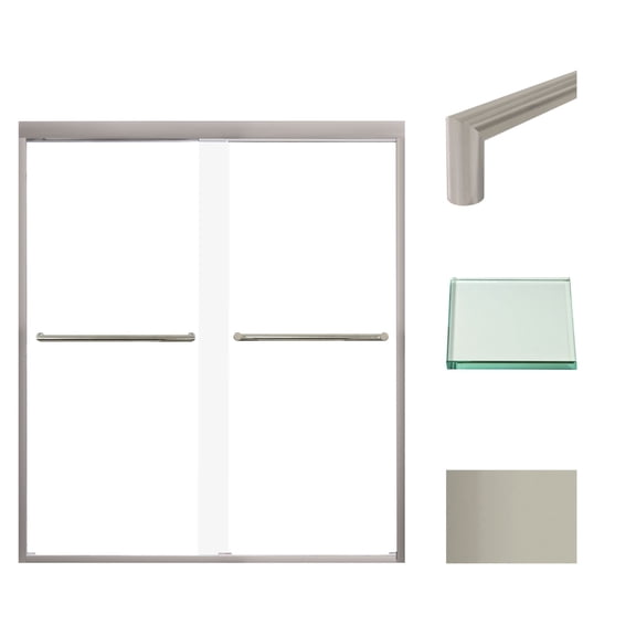 Transolid FBPT607008C-T-BN 70" High X 59" Wide Bypass Frameless Shower Door - Brushed