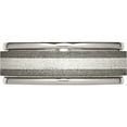 thumbnail image 3 of Titanium/Ss Titanium Polished With Sterling Silver Inlay Stone Finish Center Grooved Band (Size 8) Made In China tb83-8, 3 of 5