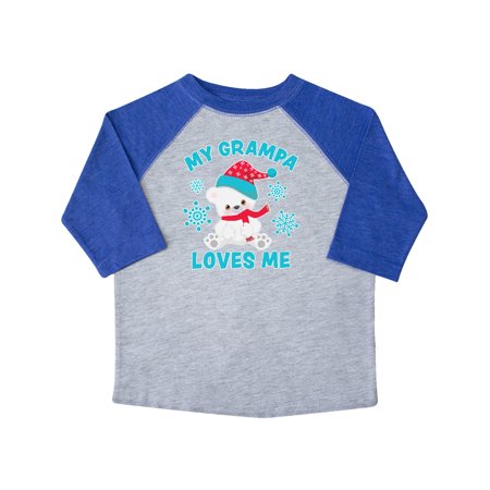 

Inktastic Polar Bear My Grampa Loves Me in Santa Hat with Snowflakes Gift Toddler Boy or Toddler Girl T-Shirt