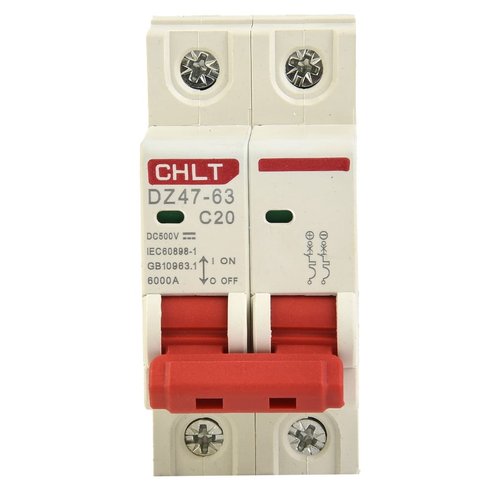Dc Circuit Breaker 500V 2 Pole Double Mcb Solar Pv 10 16 20 32 40 63 Amp Circuit Breaker for Terminal Power Distribution 2P 20A