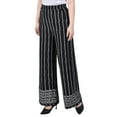 thumbnail image 2 of NY Collection Womens Petites Jersey Printed Wide Leg Pants, 2 of 4