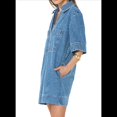 thumbnail image 2 of Vestido Vaquero Mini Informal de Verano para Mujer con Cuello en V y Bolsillos, Color Azul , Talla L, 2 of 6