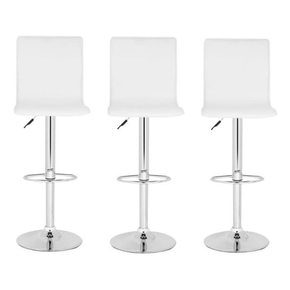 Home Square 23.2"-29.5" Chrome Steel Bar Stool in White - Set of 3