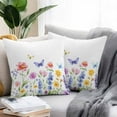thumbnail image 2 of Purple Blue Pink Flower Outdoor Pillow Covers Pack of 2 Wildflower Butterfly Plant Waterproof Throw Pillow Covers Decorative Cushion Cases for Patio Garden Tent Balcony Couch 18x18 inch, 2 of 8