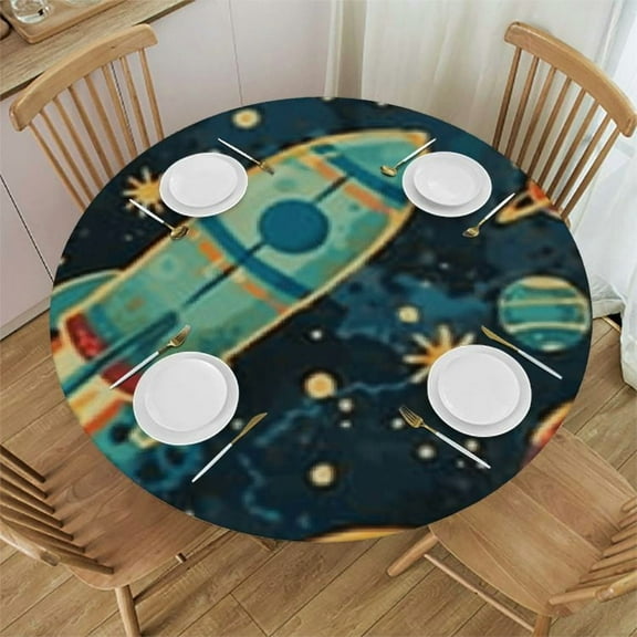 Round Fitted Table Cloth Elastic Tablecloth for Round Tables