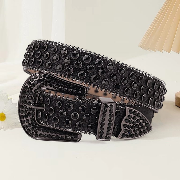 Women Faux Leather Rivets Belt Silver Buckle Adjustable Fashion Accessory SUOSDEY Women Leather Rivets Belts for Jeans Pants Dresses  main image 3