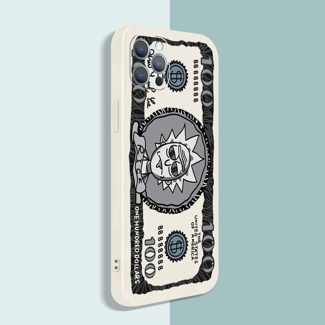 Funda De Silicona Suave Para iPhone 13 Pro Max 12 11 XR XS 7 8 Plus SE 2020 Rick and Morty Científico Loco Dólar Cuadrado Borde Recto Duabl