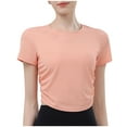 thumbnail image 5 of Women's Summer Short Sleeve Hooded Top Shirts Blouses Solid Color Round Neck Loose Fit Casual Daily Wear Vacation Beach Streetwear Fashion Essential Gift for Women | Aestivo,Hot Pink L, 5 of 7