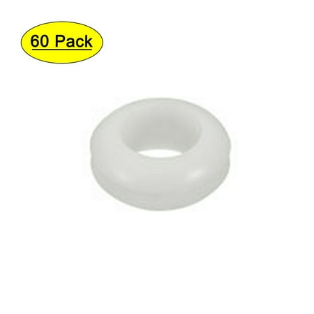 

60pcs Double Side Rubber Grommet Eyelet Ring Wire Gasket White 10mm Inner Dia