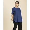 thumbnail image 2 of Moomaya Womens Printed Round Neck With Button Placket Long Summer Tunic Top, 2 of 8