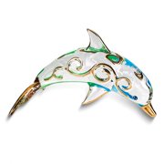 Paradise Dolphin Handcrafted Glass Figurine with 22k Gold Trim QGM6722