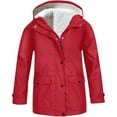 thumbnail image 5 of lnmuld Kids Jacket Girls All Weather Lined Raincoat Windbreaker Hooded Jacket for Outdoor Hiking Camping Winter Warm Thermal Windproof Softshell Coat Solid Color Size:13-14 Years, 5 of 8