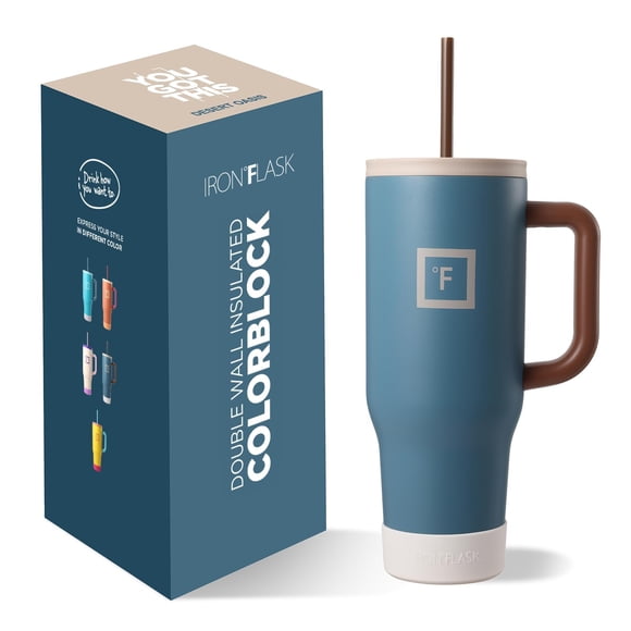 Taza aislante IRON °FLASK Co-Pilot con bota, pajita y tapa abatible, 1,2 L