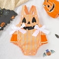 thumbnail image 2 of MUXiin Girls Halloween Bow Print Romper Toddler Soft Comfortable Daily Wear Outfit Loose Fit Baby Bodysuit, 2 of 9