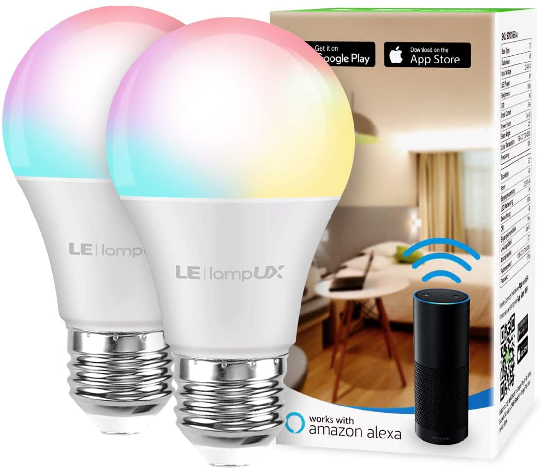 9.5W 4 Pack Smart LED Bulb WiFi E26 Dimmable Multicolor Light Bulb Compatible with Alexa Echo Google Home and IFTTT No Hub Required A19 60W Equivalent RGBW Color Changing Bulb UL Listed 