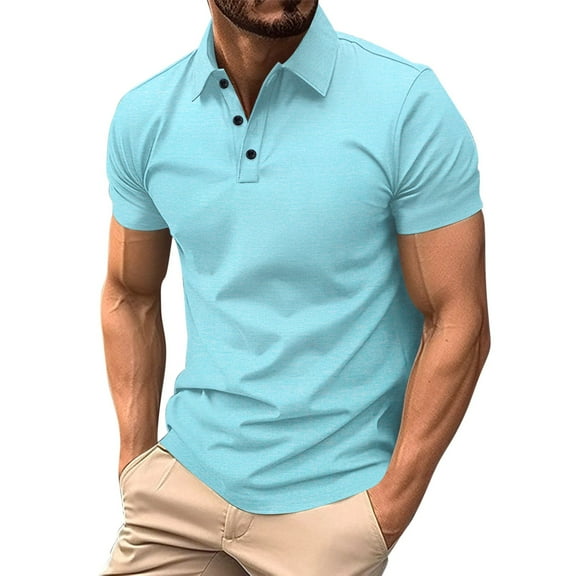 Kaemgyyd Golf Shirts for Men Casual Button Collar Classic Short Sleeve T-Shirt Lightweight Comfort Work Sport Tops