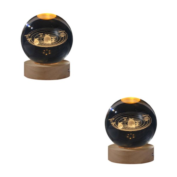 Naiovety Bola de luz LED inodora y no tóxica para un ambiente seguro y saludable, decoración de escritorio, sistema Solar de luz nocturna Sistema solar 2Conjunto