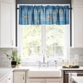 thumbnail image 4 of Starfish Seashells Window Valance, Ocean Nautical Rustic Retro Blue Wooden Board Starfish Fishing Net Blackout Valance Curtain for Living Room Kitchen Cafe, 54x18in, 4 of 5