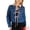 Medium Denim Blue/ Pink, variant on Women's Stylish Triple Tie Denim Jacket M Dark Denim Blue