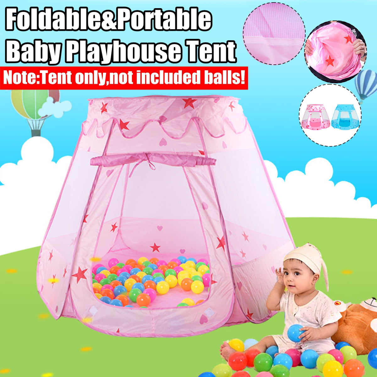 Three Piece Suit Game Folding Kids Tunnel Tent Castle Shape with Pool Ball Play Game Kids Tent and Tunnel with Kids Pop Up Play Tent 